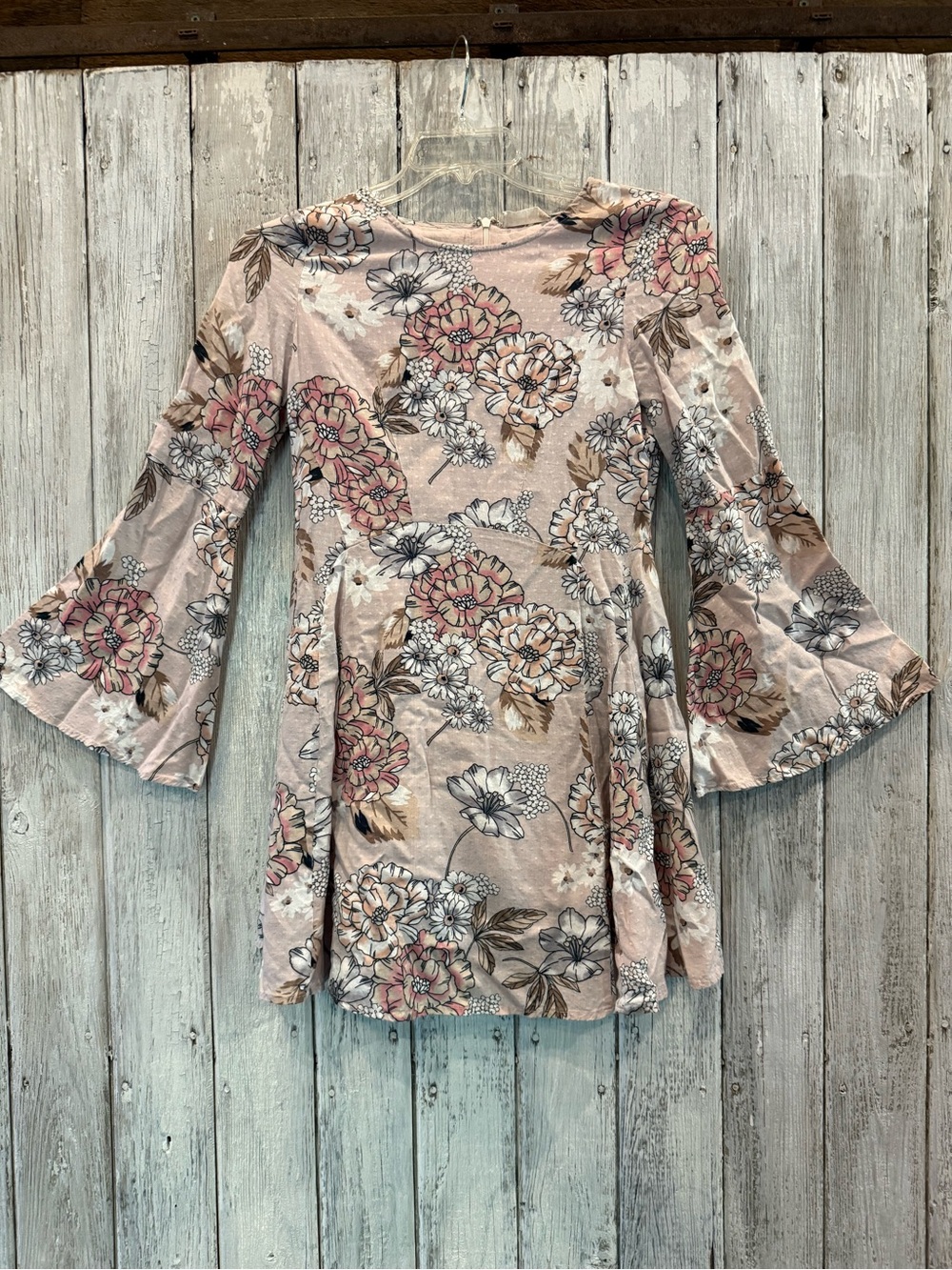 Altar’d State Blush Floral Bell Sleeve Dress